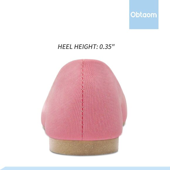 Obtaom Women Pink Textile Closed Round Toe Slip on Ballet Flats Shoes - Picture 4 of 6